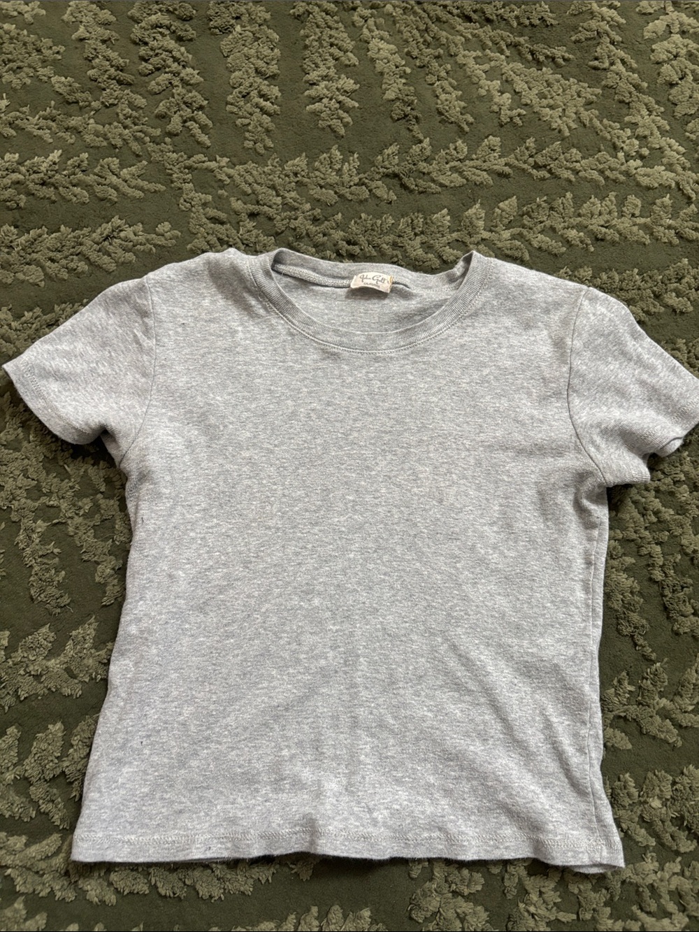 Brandy Melville  Crewneck Short Sleeve Tee - Light Gray